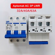 3-phase circuit breaker 32A 40A 63A LWR, Aptomat 3P, MCB 3P, CB 3P