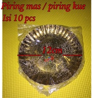 ISI 10 Pcs Piring Kue Emas Piring Mas Ekonomis Gold Paper Plate Kertas Kue Ulang Tahun Cake Tart AIO