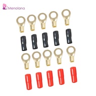 [Menolana] 5 Pairs 8 AWG Electrical Ring Terminal Wire Connector Gold plated Brass