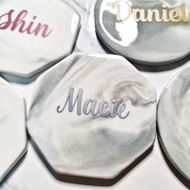 [LOCAL INSTOCK] Personalised Customised Ceramic Coaster Name Marble
