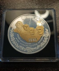 美國紀念純銀幣 三個 Mount Rushmore, Statue of Liberty, Capitol 鍍金面