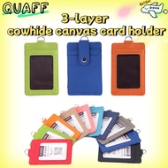 Denim Canvas Card Holder ID Card Holder, 3-Slot Sleeve, Vertical ID Card Holder