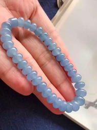 天然翡翠 緬甸 A玉 玉珠 玉鏈 手鏈 • 冰種紫藍翡翠鼓珠手串