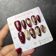 PRESH ON NAILS MAROON/PREH ON NAILS PRESH ON NAILS
