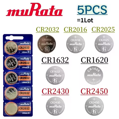 5Pcs Original MURATA CR2032 CR2025 CR2016 CR1632 CR1620 CR2450 CR2430 Battery Button Cell DL2032 CR 