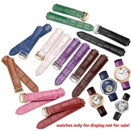 Quality color genuine leather watchbands deployment buckle replacement leather strap female bracelet