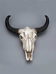 1入組人造樹脂公牛骷髏頭墻面裝飾,北歐風格動物骷髏藝術懸掛裝飾物適用於家庭裝飾用品