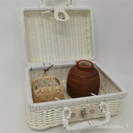 ST/💚Christmas Hand Gift Box Woven Basket Storage Box Photo Props Wedding Hand Gift Rattan Suitcase Moon Cake Gift Box CF