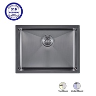 Boshsini 316 Stainless Steel Nano + Embossed Rain Drops Kitchen Sink. BSQ 6545NRD-GM. Local SG Stock