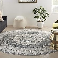 Nourison Concerto Persian Grey/Ivory 7'10" x round Area -Rug, Easy -Cleaning, Non Shedding, Bed Room