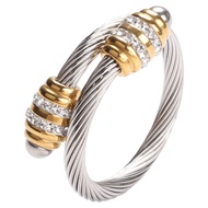 Cable Rings Vintage Twisted Open Ring for Women Adjustable Designer Fashion Brand Stainless Steel Je