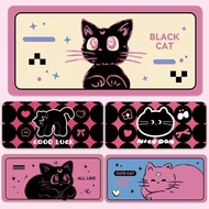 Cute Black and Pink Cat Mouse Pad – Large Mouse Pad 70x30cm/80x30/90x40cm Gaming & Office, Anti-Slip