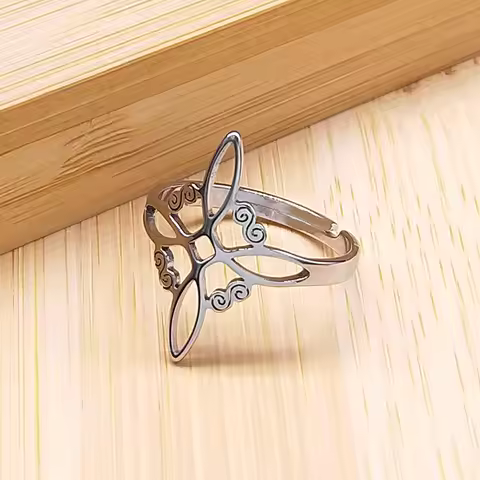 Witchcraft Stainless Steel Witch's Irish Knot Ring Men/Women Silver Color Ireland Adjustable Rings W