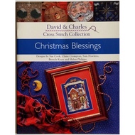[USED] (A02) Cross Stitch Pattern Chart - David &amp; Charles Cross Stitch Collection, Christmas Santa Wreath Cards Bag