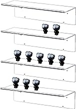 CY craft 4 PCS Clear Acrylic Floating Shelves Display Ledge,15.8 Inch Wall Mounted Storage Shelf with Detachable Hooks for for Lego Sets Funko Pop Collectibles Bookshelf Figures Plant Picture Photo