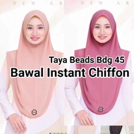 Tudung Bawal Sarung Instant Chiffon Bidang 50 Hitam Putih Faezah Elai ala Fazura Fareha Premium Taya Beads Square Scarf