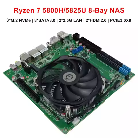 Topton N21 11-Bay ITX NAS Motherboard AMD Ryzen 7 5825U 5800H R5 5625U 3*NVMe 8*SATA 2*2.5G LAN 2*DD