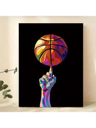 1入組流行藝術畫布印刷海報鑽石畫,在浴室、臥室、辦公室、客廳等牆壁裝飾藝術壁畫,籃球迷的禮物,家庭裝飾,無框架。
