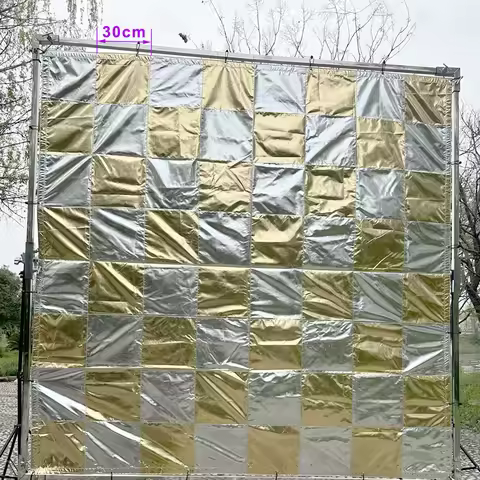 Optional 6'x6' / 8'x8'/10'x10'/ 12'x12' checkerboard Silver/Gold Lame Reflector Chequerboard Cloth f