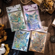 20 Pcs Beautiful Laser Glittering Jewel Butterfly Series PET Stickers Scrapbook Deco DIY Holographic