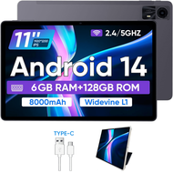 แท็บเล็ต 11 นิ้ว Android 14 พร้อมเคส, UNISOCT606 Octa-Core, 6GB RAM (ขยายได้ถึง 6GB), 128GB ROM ขยาย