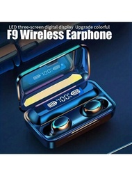 F9 Tws無線耳機,附充電盒,9d 立體聲,運動防水耳塞,帶麥克風耳機