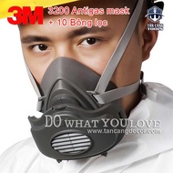 3M 3200 Gas Mask with 10 Filter Cotton Pads