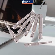 MAKY 7 Pcs S2 Magnetic Star Screw Driver 5 Point Screwdriver Bits 50mm 1/4" Hex Shank T10 T15 T20 T2