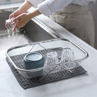JD  Over the Counter Dish Drainer Kitchen Sink Drain Basket Stainless Steel Dish Drainer with Retractable Handles Efficient Kitchen Sink Organizer for Utensils for Easy