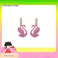 ต่างหูผู้หญิงใหม่คริสตัลสีชมพู 925 เงินสเตอร์ลิง Swarovski ICONIC SWAN ต่างหูลดลง New Women Earrings