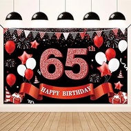 Koliphy 65th Birthday Banner, 65th Birthday Decoration for Man Woman, Happy Birthday Banner Fabric D