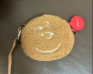 韓國正版Shoopen Spao Peanuts Snoopy Charlie Brown史路比查理布朗啡色羔羊毛絨毛拉鍊袋小物袋散紙包吊飾