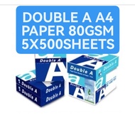 (READY STOCK) DOUBLE A 500 SHEETS 80 GSM A4 PAPER  1 CARTON BOX 5 REAM KERTAS PHOTOSTAT 复印纸  白色 (500