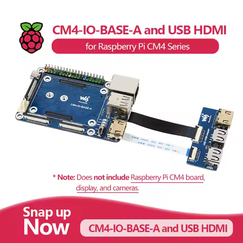 Waveshare CM4-IO-BASE-A and USB HDMI Adapter, for Raspberry Pi Compute Module 4