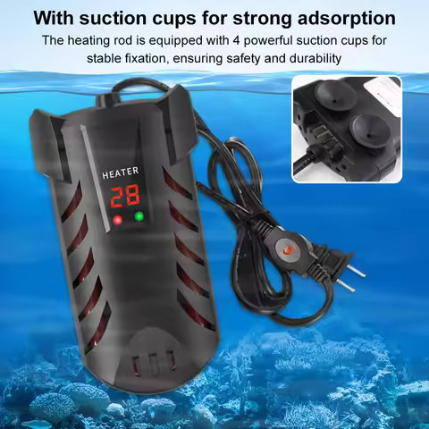 Aquarium Turtle Feeding Water Heater with Suction Cup Aquarium Heater Fish Tank Thermostat Dual Prob