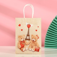 Teddy Bear Tote Bag Love Bear Hand Kraft Paper Bag Love Hand Kraft Paper Bag Valentines Day Gift Bag Holiday Accompanying Bag