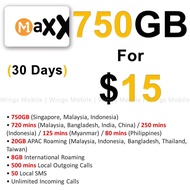 M1 Maxx $15 | 750GB 30 Days Plan Top Up | 720min IDD | Recharge | Renewal | M1 Maxx