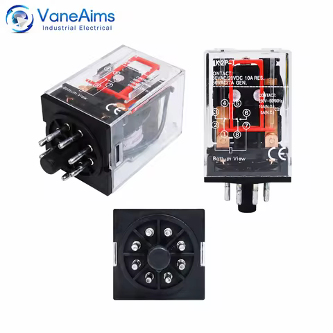 MK2P-I 8 Pins Mini Electromagnetic Relay Copper Coil Silver Contact Small Intermediate Relay 220V 24