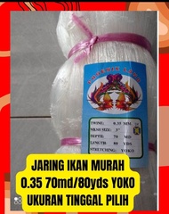 jaring ikan senar 0.35 70md/80yds YOKO ukuran 1 inch - 9 inch jaring ikan jaring nelayan jaring puka