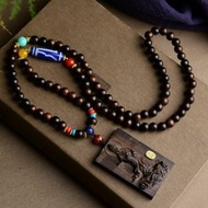 新款原創項鏈 8mm虎皮沉搭配一眼天珠 沉香木雕刻觀音吊墜