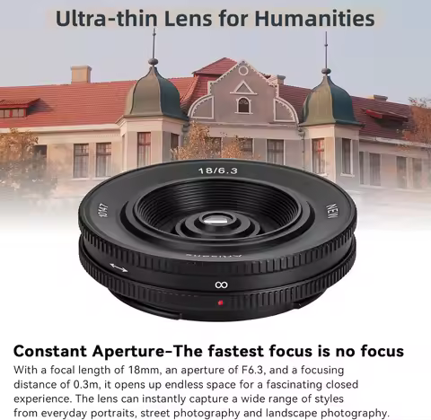7artisans 18mm F6.3 Mark II UFO Ultra-thin Camera Prime Lens for Humanities Photography with Sony E 
