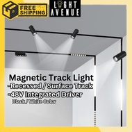 Magnetic Track Light System Recessed And Surface Track White or Black Color Frame 48V Integrated Dri