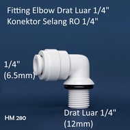 2pcs FL-SH-HM 280 New Version Without Blue Clip - Double Hook (DN) 1/4''' Hose x 1/4'' Drat RO Reverse Osmosis Water Filter Fittings - 1/4''' RO Water Filter Reverse Osmosis Fittings Inch Hose x 1/4''' Inch Drat - Fitting Elbow RO Male Elbow Hose 1/4''''