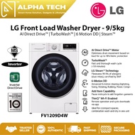 LG Front Load Washer Dryer with AI Direct Drive™ & Steam™ 9/5kg FV1209D4W - TurboWash | ThinQ | Full