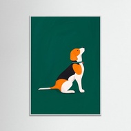 【鋁框掛畫】泰國插畫家 Erdy - 坐著的米格魯-狗狗插畫海報