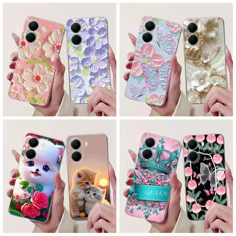 For Xiaomi Poco X7 Pro 5G Case Fashion Flower Queen Pattern Soft Silicone Clear Phone Cover For Xiao