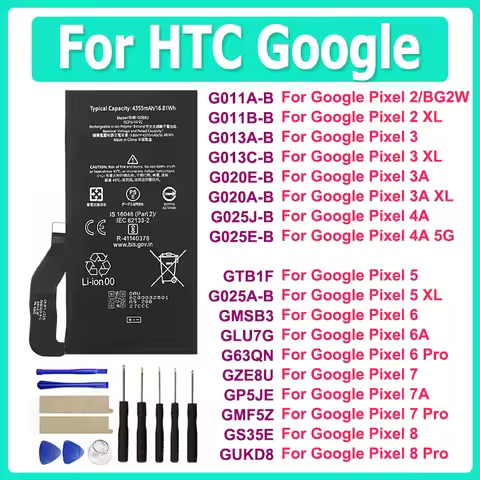 Battery For Google Pixel 2 2B 3 3A 4A 5 6 6A 7 7A 8 XL 5XL Pro GUKD8 GS35E GMF5Z GP5JE GZE8U G63QN G