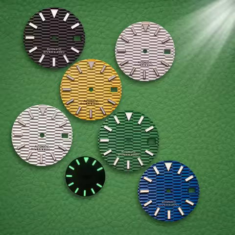S Logo Dial 28.5mm NH35 SKX007 Dial Fit NH35/NH36/4R/7S Movement Green Luminous 3/3.8 O'clock Watch 