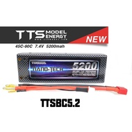 TTS MODEL Nano-Tech 7.4V 2S 5200mah 45C-90C Hardcase Lipo Pack Battery