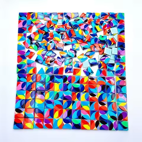 150g Pack Geometric Glass Mosaic Tiles for Artistic Decorations Handmade Garden Pot Decoration Soft 